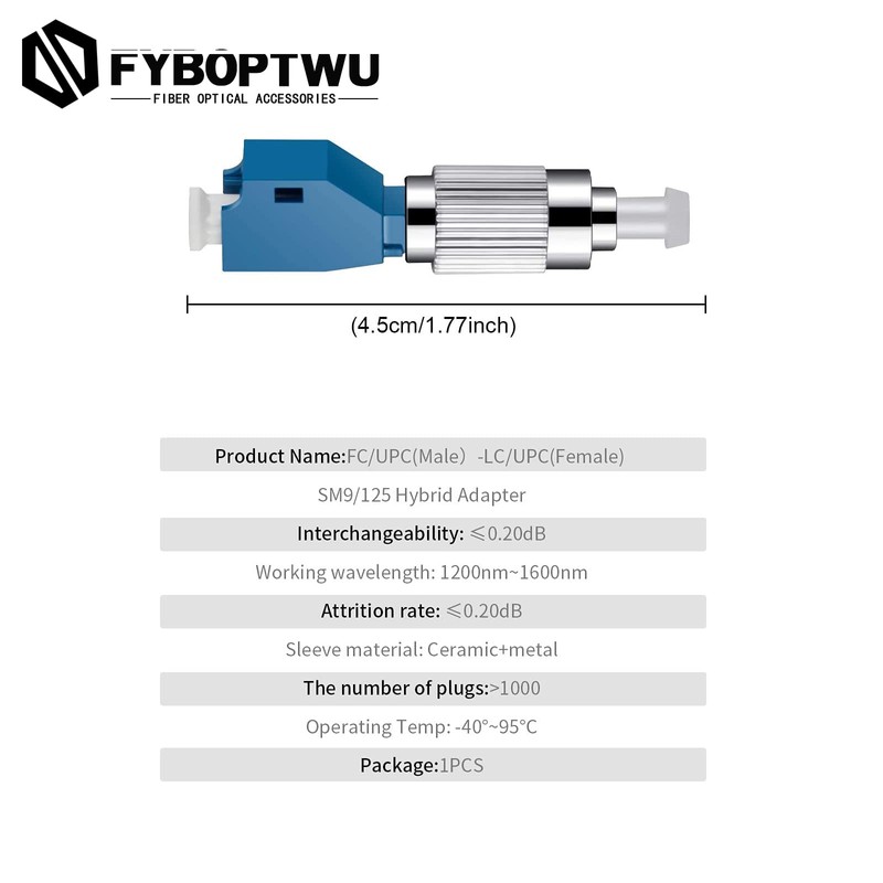 2 pcs FC Male to LC Female Fiber Adapter 9/125