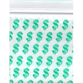 Apple Brand Mini Baggies 2020 Apple Baggies 100 Mini ZIPPER-SEAL Bags PRINTED 2" X 2" ($ SIGN)