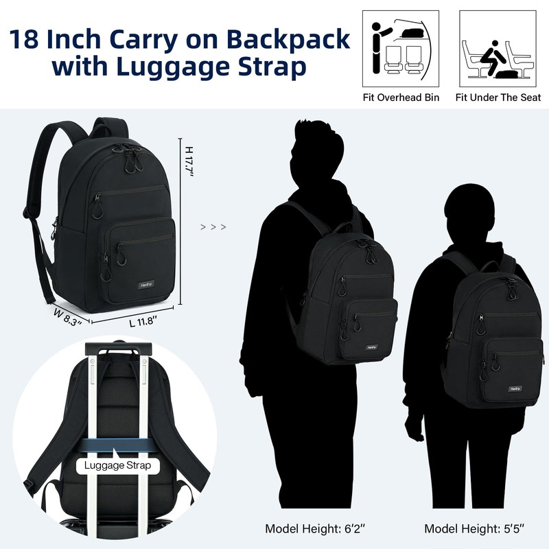 HanTrip Carry On Travel Backpack For Women, 18 Inch Water