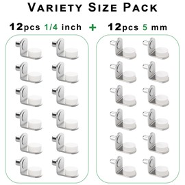 Keenkee 5mm 1/4 Inch Cabinet Shelf Support Pegs Metal Shelving Pins for Bookshelf Shelves in Cabinets, 24Pcs Nickel