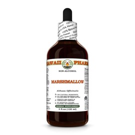 Marshmallow (Althaea Officinalis) Dry Root Glycerite, Made in Hawaii, Organic Raw Materials, All Natural, Vegan, Lab Tested Alcohol-Free Liquid Extract - 4 fl.oz