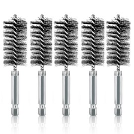 ASNOMY 5Pcs 1" Stainless Steel Bore Brush for Drill,25mm Wire Brush Bore Cleaning Brush Set for Power Drill Cleaning, Abrasive Wire Brush with 1/4" Hex Shank