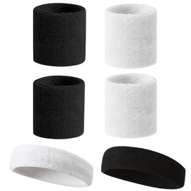 Pack of 4 Sweatbands, Sweat-Absorbing Cotton Sweatbands for Boys and Girls, Ideal for Sports such as Football, Basketball, Tennis and Fitness, Comfortable, Durable, Sweat-Absorbing