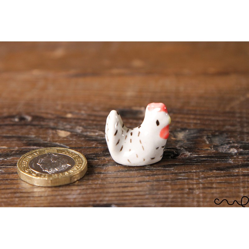 redchocol8® Ceramic Tiny White Chicken Figurines Animals Miniature Outdoor Gift