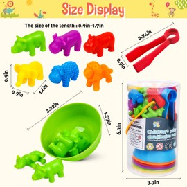 NAODONGLI Counting Animals Color Sorting Stacking Matching Games with Rainbow Bowls Montessori Preschool Educational Learning Activities Fine Motor Skills Toys Easter Gift for Toddlers Ages 3+