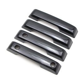 Dreamseek Door Handle Cover for Ford F-150 F150 4DR 2021 2022 2023 Exterior ABS Molding Trim Decoration Protector w/ 2 Smart Keyhole (Carbon Fiber Pattern)
