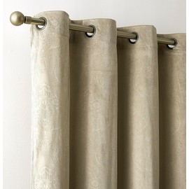 LinenZone Velvet Patio Door Curtain for Sliding Glass Door. Beige Patio Door Curtains are Perfect as Bedroom Curtains, Extra Wide Blackout Curtains or Room Divider Panel. (Verona 102 x 84 Beige)
