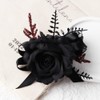 JHCYULUO Black Wrist Corsage and Boutonniere Set for Wedding Artificial