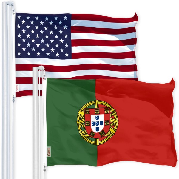 G128 Combo Pack: American USA Flag 3x5 Ft & Portugal