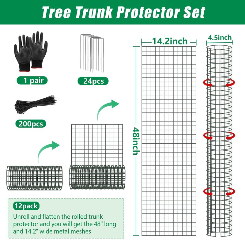 UQM 48 Inch Tree Trunk Protector, 12 Pcs Metal Tree