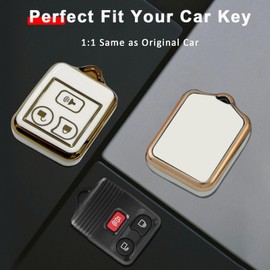 POSAID Key Fob Cover for Ford F150 F250 F350 Escape Expedition Explorer Ranger, Key Fob Case for Lincoln, Mercury, Mazda with Key Ring 3 Buttons, White