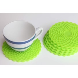 Green Drinks Coasters Set of 6 by Stone & Thyme - a UK Brand. Non Slip, Heatproof & Easy to Clean. Colourful Decorative Home Accessories That Protect All Surfaces. (Green)