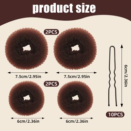 Pack of 14 Small Bun Cushions, Large, Bun Maker, Hairstyle Aid Set, Hair Bun Maker, Donut Hair Bun Elastic, Hair Plush Updo Hair Helper for Kids Hair Threader, Hairstyle Aid, Swimming Doughnut