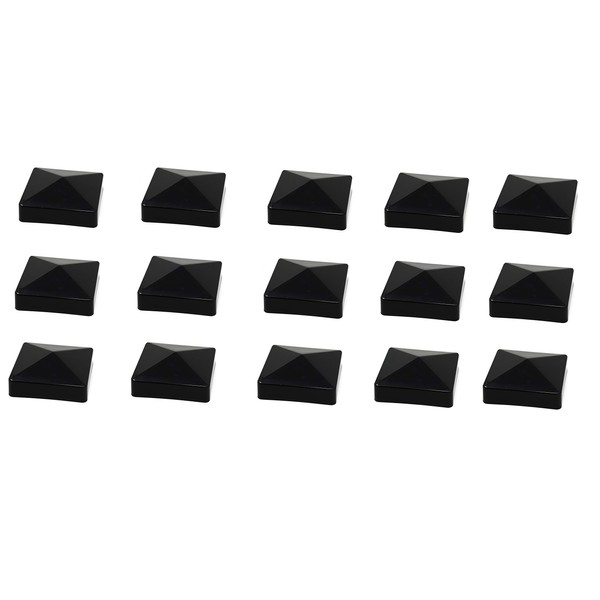 Pyramid True 4" x 4" (100mmx100mm) Plastic Vinyl Fence Post Cap Black or White/Multiple Quantities (15, Black)