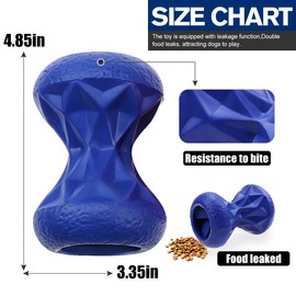 Rubber Dog Toys Treat Dispensing - Super Tough Dog Toys for Aggressive chewers Large Breed Durable Dog Toys IQ Training (Blue)