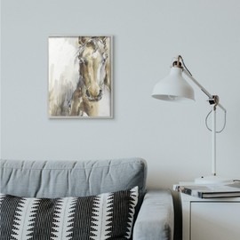 Stupell Industries Horse Portrait Orange Brown Animal Watercolor Painting Grey Framed Wall Art, 16 x 20, Design by Artist Ethan Harper