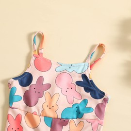 CM C&M WODRO Easter Outfits for Toddler Girls Bell Bottom One Piece Romper Baby Cute Bunny Floral Print Onesies Jumpsuit