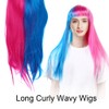 Long Straight Wigs Women Female Full Bangs Synthetic Hair Blue