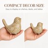 2 Pack Wood Grain Ceramic Bird Figurines, Small Bird Statues