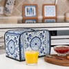 Waterproof Toaster Cover 2 Slice Wide Slot Blue White figure