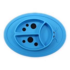 Hot1cE Ladybug Silicone Placemat Baby Plate - Cute Suction Feeding Mat - BPA Free BLUE
