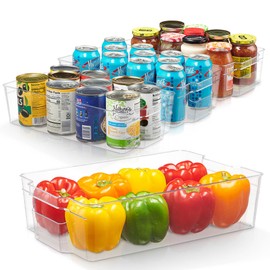 Cheer Collection Clear Refrigerator Organizer Bins - BPA Free Transparent Storage Bins for Pantry, Fridge, Tools & Cabinets Organization, 12.5’’ Long (Set of 4)