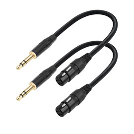 SZLliyxs 2-Pack XLR Female to 1/4" TRS Cable [1ft/0.3m] - Balanced Microphone Cable for Studio, Stage & Live Sound - Oxygen-Free Copper, Gold-Plated Connectors (6.35mm to XLR Adapter Cable)