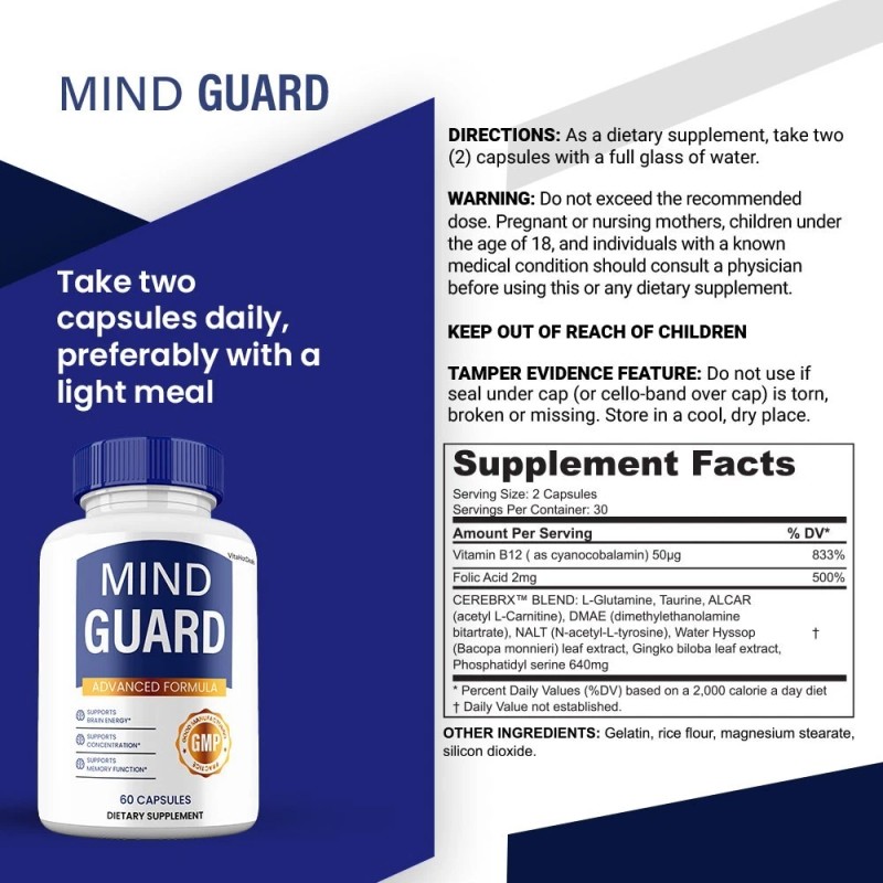 Mind Guard Supplement, All Natural Cognitive Pills, MindGuard (1 Pack)