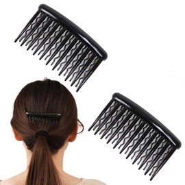 MinoCino Black Hair Combs Slides for Women, Non-Slip Twist French Combs, Strong Hold Accessories for All Hair Types, Durable Plastic Hair Slide Clips, 2 Pack