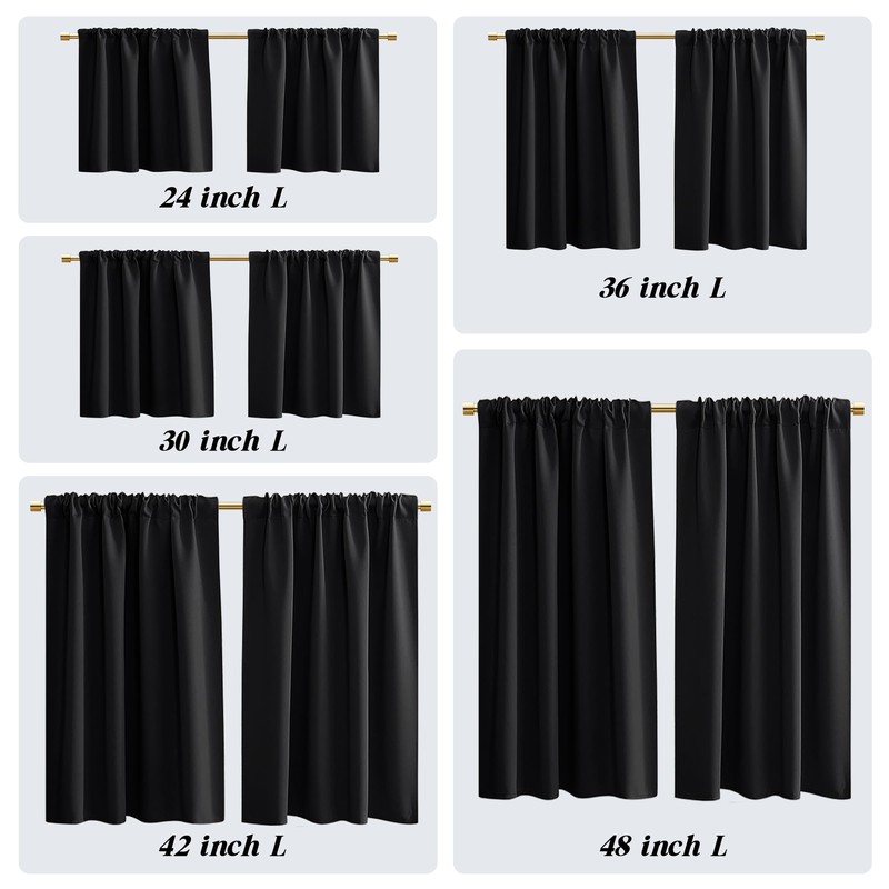 PANELSBURG 48 Inch Length Small Window Curtains for Kitchen,Thermal Insulated