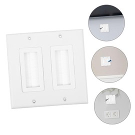 WOONEKY Wall Plate Dual Port Brush Insert for Easy Cable Pass-Through for Home Theatre and Office Use Compatible Tv and Speaker Wires