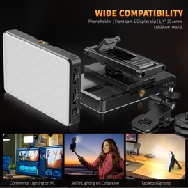 CAMOLO Selfie Licht,120 LED Videolicht mit Klammer&Telefonhalter,Ringlicht Handy,2500-9000K 3 Lichtmodi und Helligkeit 10-stufiges CRI95+ Panel-Licht für Phone Tablet/Laptop,Zoom TikTok Live Streaming