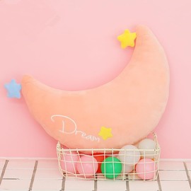 Moon Rainbow Cloud Pillow Cushion, Soft Plush Cloud Shaped Pillow Stuffed Rainbow and Moon Nursery Decor, Sofa Sleeping Pillow, Cloud Throw Pillow Plush Sofa Cushion Pillow Car Neck Pillow (Moon)