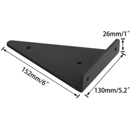 Black Shelf Bracket , 4 Pcs 6" ,Shelf Supports - Hidden Brackets for Floating Wood Shelves - Concealed Blind Shelf Support – Screws and Wall Plugs Included