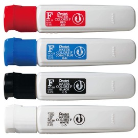 Pentel AMZ-WFCT-4C Paint Set of 4 Colors, Red, Blue, Black, White, 1 Each