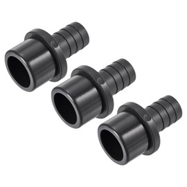 sourcing map PVC Pipe Fitting 20mm Barbed x 32mm OD Spigot Straight Tube Adapter Hose Quick Connector, Black Pack of 3