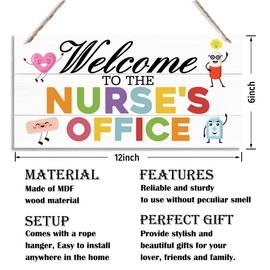 Welcome to Nurse's Office Sign, Office Door Hanger, Farmhouse Office Door Wall Decor, Decorative Wood Hanging Wood Plaque, Health Room Decor, Pediatric Clinic Decor, Hospital Decoration