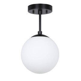 XiNBEi Lighting Semi Flush Light 1 Light Semi Flush Mount Ceiling Light, Globe Ceiling Light Matte Black Finish for Living & Dinning Room XB-SF1211-MBK