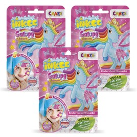 Inkee Galupy Unicorn Children's Face Mask, Pack of 3, 3 x Beauty Cloth Masks with Fruit Gum Aroma, Calendula and Chamomile Extracts, Moisturising Mask Face for Girls