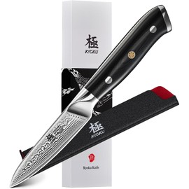 KYOKU Paring Knife - 3.5" - Shogun Series - Japanese VG10 Steel Core Damascus Blade - with Sheath & Case
