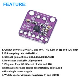 Youmile 2pcs MAX98357 Audio Power Amplifier Module I2S Class D Filterless Audio Amplifier Board for Raspberry Pi with Dupont Cable