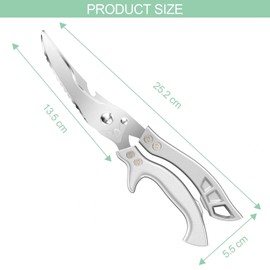 Pryzmax Kitchen scissors, household scissors, poultry scissors, chicken scissors, stainless steel, bone scissors, poultry scissors, meat scissors with safety lock, for cutting chicken bones, fish