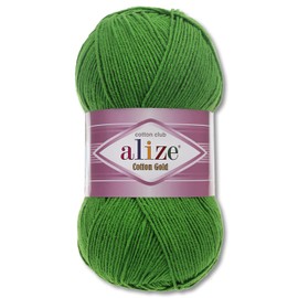 Alize 100 g Cotton Gold Premium Wool in 59 Colours, Summer Wool, Yarn, Knitting, Amigurumi (126 | Grass Green)
