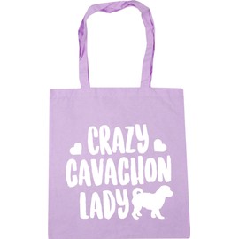Hippowarehouse Crazy Cavachon Lady Tote Shopping Gym Beach Bag 42cm x38cm, 10 litres