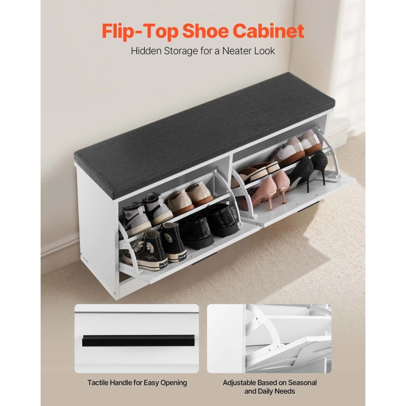 Home Furniture Shoe Rack Bench With Cushioned Seat 39.4 X