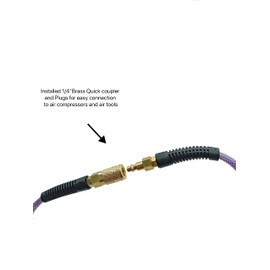 SYXQT Polyurethane(PU) 1/4-Inch x 100FT Reinforced, Air Hose with 1/4” Swivel Industrial Quick Coupler and Plug, Bend Restrictor,Purple