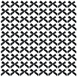100 Pcs Mini Satin Ribbon Bows, Mini Bows for Crafts, Ribbons for Crafts for Crafting, Gift Wrapping, Hair Accessories, and Party Decorations, 1.9x1.5x0.4 Inch (Black)
