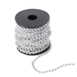 Christmas Bead Chain, 1 Roll Christmas Tree Decoration Chain,10M Long Christmas Bead Garland Decoration, String Chain Hanging Pearl Beads for Home Christmas Wedding DIY Decoration (Silver)