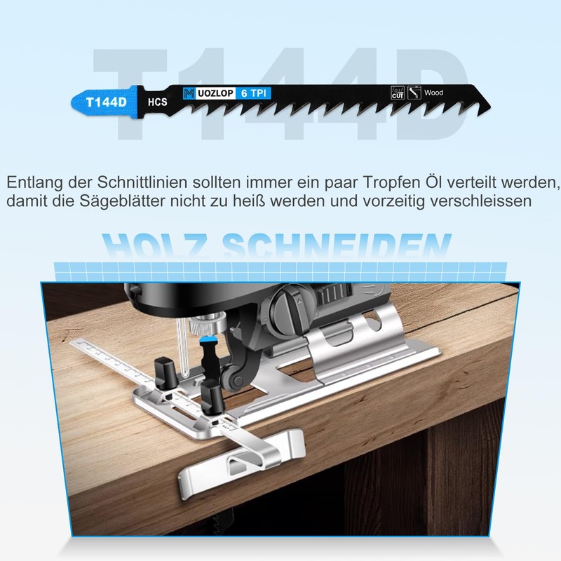 MUOZLOP 50 pieces T144D jigsaw blades, T-shank jigsaw blade set