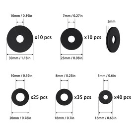 120Pcs Flat Rubber Washers Assortment Kit,16/18/20/25/30mm Black Washers,Vibration Absorbing Pads Sealing Rubber Washers for Faucets Garden Bolts Screws Hose Plumbing Shower Head- 5 Sizes